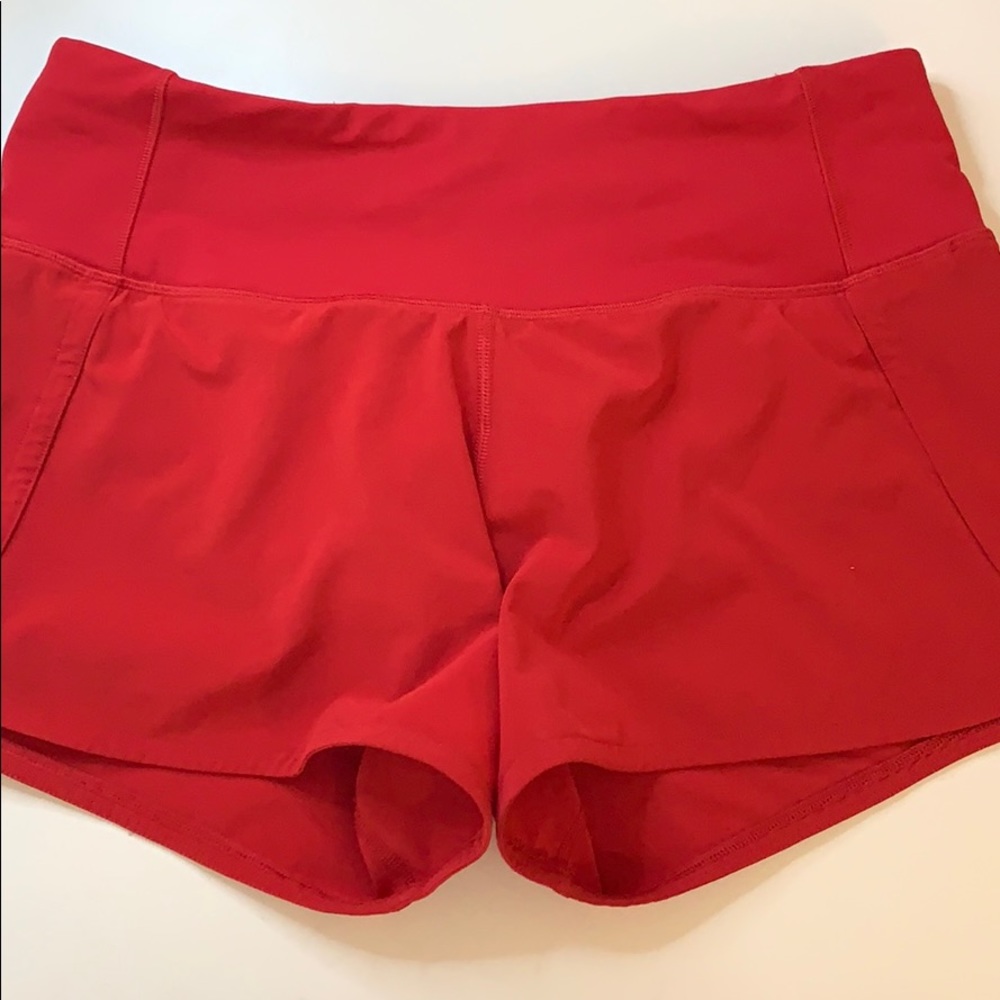 Red Lululemon Speed Up Shorts